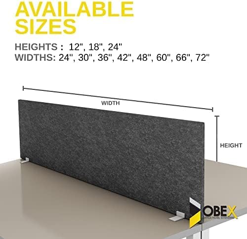 OBEX Free Standing Desk PET Privacy Screen, Table Top Home & Office Furniture Partitions and Dividers, Portable Workstation Freestanding Panels, 18" x 30" Stone