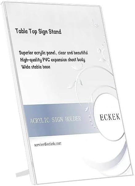 ECKEK Acrylic Sign Holder A3/A4/A5 Menu Displays L Shape Sign Stand Table Top Sign Stand (Vertical A5 148×210mm/ 5.83×8.27 inches)