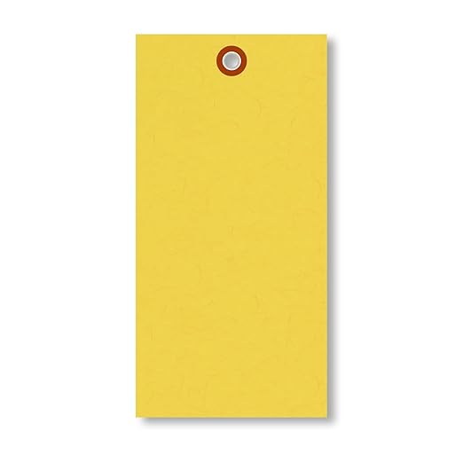 SmartSign (Pack of 1000) 6.25 x 3.125 inch “Yellow” Blank Tyvek Shipping Tags with Metal Eyelets, Size #8, 8 mil Thick Tyvek, Made in USA