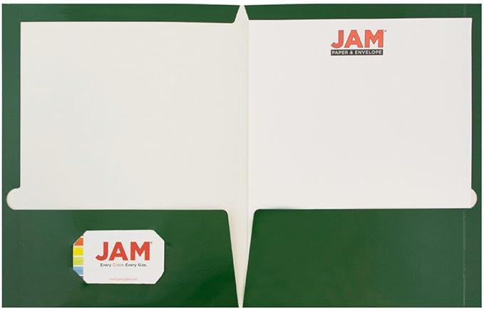 JAM PAPER Laminated Two Pocket Glossy Folders - Green - 3/Pack