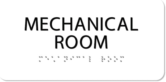 ALPHA DOG ADA SIGNS - Mechanical Room Sign with Braille for Your Business, 4x8 Inch, ADA Compliant, Indoor or Outdoor, Easy Installation, Made in the USA, White