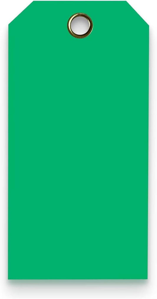 Tags 4 Less 15 Mil Waterproof Plastic Tags, Pack of 100 – 3” x 6” Heavy Duty Plastic Tags for Labeling, Outdoor Tagging, Equipment Labeling, Luggage, Valves & More (Dark Green)