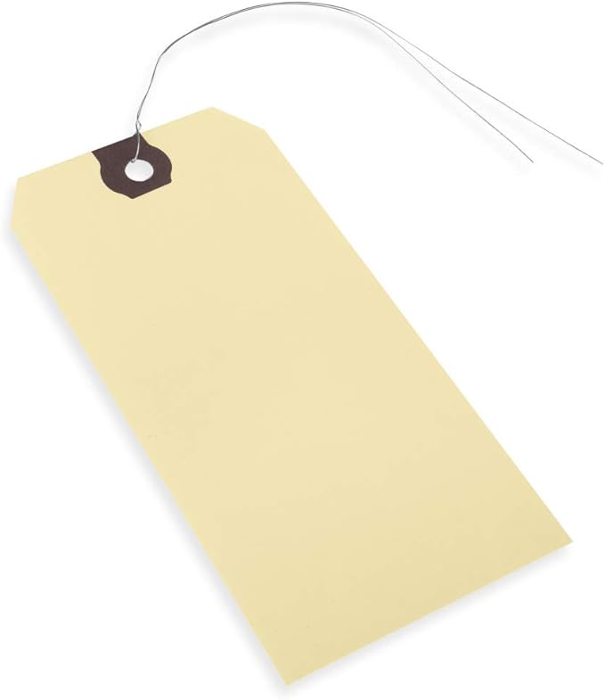 INNOVART Shipping Tags - Double Wired 4 3/4" x 2 3/8", Manila Wire Tags with Reinforced Eyelet, Case of 100