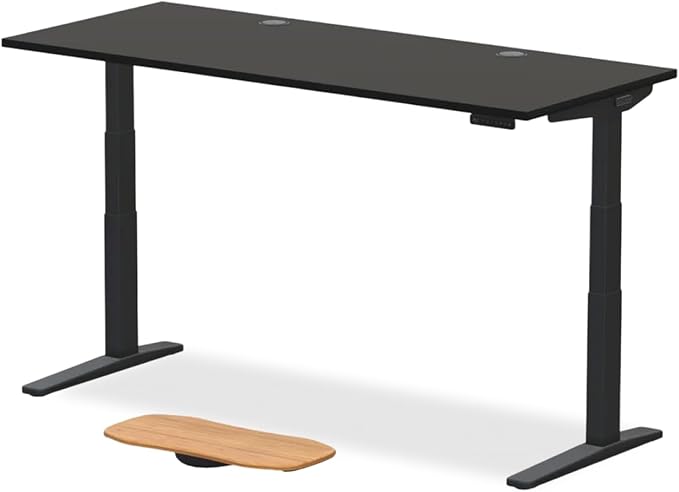 UPLIFTDESK V3 2-Leg Black Laminate Wood Standing Desk – Adjustable Height, Advanced 1-Touch Memory Keypad, Under Desk Cable Management, Wire Grommets & Rocker Board (Black C-Frame, 72 x 30 inch)
