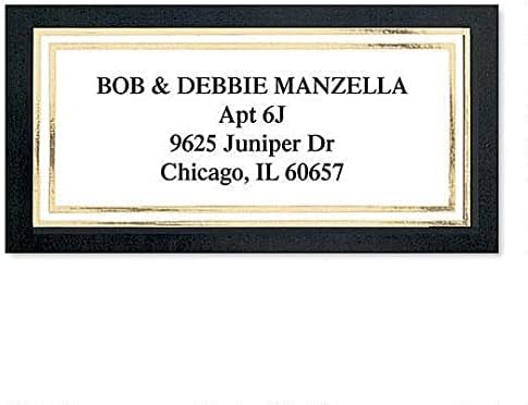 Colorful Images Black and Gold Foil Metallic Return Address Mailing Labels, Personalized with Names & Addresses, Set of 144 Custom Self Adhesive, Easy Peel Flat Label Sheets, 1-⅛ ”x 2-¼” Size