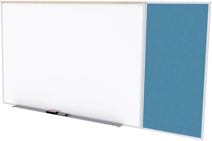 Ghent SPC48C-V-191 4 ft. x 8 ft. Style C Combination Unit - Porcelain Magnetic Whiteboard and Vinyl Fabric Tackboard - Ocean