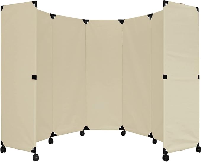 Versare MP10 Portable Folding Wall Partition | Economical 5 Panel Design | Portable Room Divider On Wheels | Adjustable, Freestanding Setup | Multiple Widths