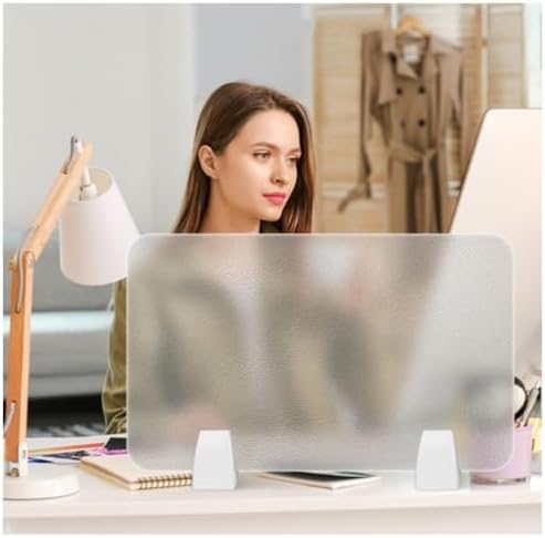 Acrylic Privacy Screen Divider, Portable Desk Partition Panel for Workstations, Frosted Visual Distractions Shield, Ideal for Offices & Schools (Clear-B, 100x30cm/39.4x11.8in)
