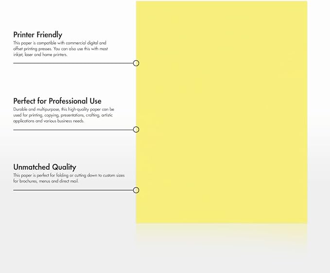 LUXPaper 8.5" x 11" Paper | Letter Size | Pastel Canary Yellow | 60lb. Text | 250 Qty