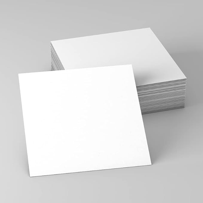 Reskid White Cardstock Thick Paper - Blank Heavy Weight 110 lb Cover Card Stock - 100 Pack (5x5, Inches)