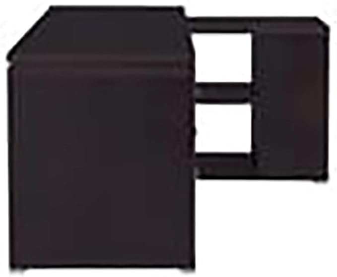 Pemberly Row L Shape Corner Storage Desk in Brown Cappuccino, Letter/Legal File, 5 Bookshelves