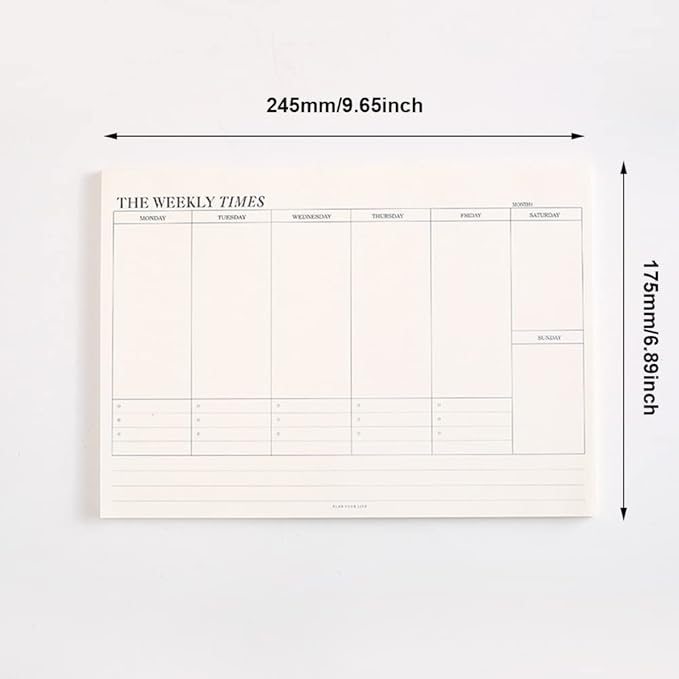 60 Page Schedule Planning Notepad, 245175 mm Tear-Off Sheets Weekly Planner for Organising Goals, Tasks, Notes
