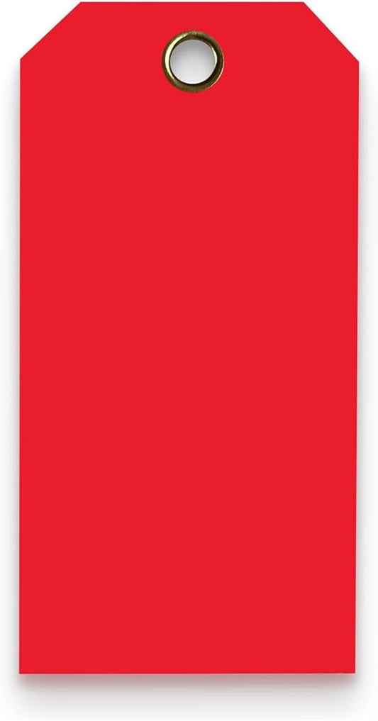 Tags 4 Less 15 Mil Waterproof Plastic Tags, Pack of 100 – 4” x 8” Heavy Duty Plastic Tags for Labeling, Outdoor Tagging, Equipment Labeling, Luggage, Valves & More (Red)