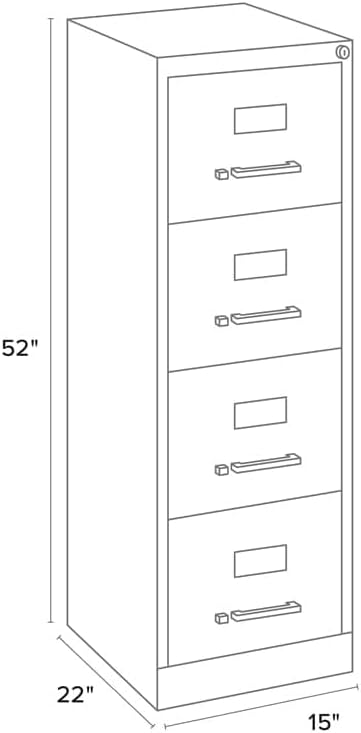 Scranton & Co 4 Drawer Metal Vertical File Cabinet with Lock, 22" Deep, Letter Size, Home/Office, Preassembled, Commercial Grade, Black Finish