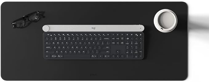 POUT TekDec Mat – Vegan Leather Desk Pad (31.5×13.4in / 80×34cm), Water-Resistant Surface, Anti-Slip Base, Scratch & Heat Protection, Multi-Functional Writing & Mouse Pad – Danish Black
