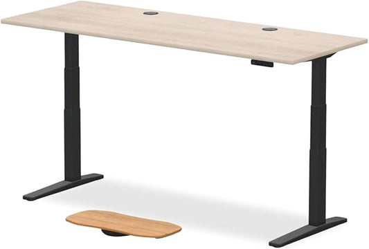 UPLIFTDESK V3 2-Leg Maple Laminate Wood Standing Desk – Adjustable Height, Advanced 1-Touch Memory Keypad, Under Desk Cable Management, Wire Grommets & Rocker Board (Black C-Frame, 80 x 30 inch)