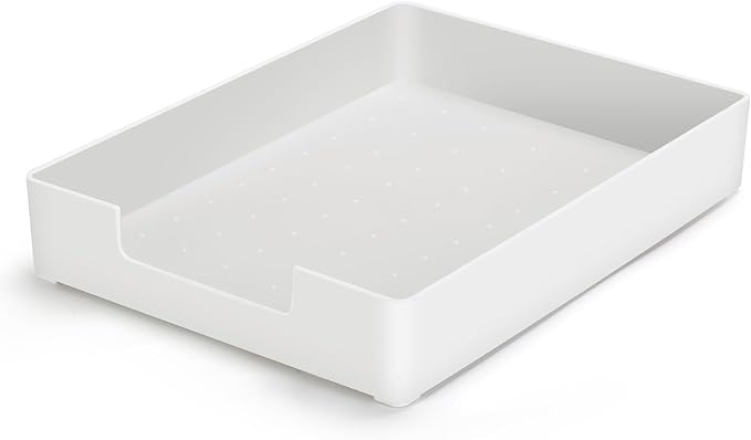 AZFUNN Letter-Size Tray Desk Letter Tray Paper Tray, Sturdy Heavy-Duty Plastic Printer Paper Tray, Single-Tier Stackable File Storage Organizer for Office Home (1, White)