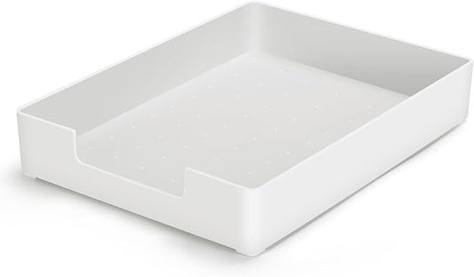 AZFUNN Letter-Size Tray Desk Letter Tray Paper Tray, Sturdy Heavy-Duty Plastic Printer Paper Tray, Single-Tier Stackable File Storage Organizer for Office Home (1, White)