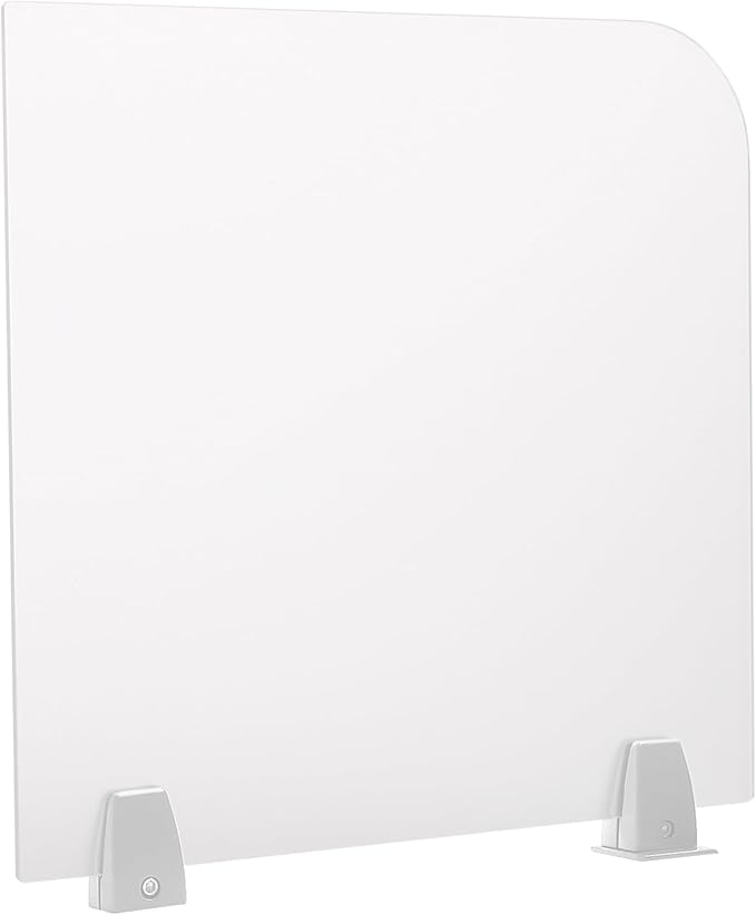 Desk Divider, Acrylic Desk Privacy Panels, Privacy Desk Screen, Frosted Acrylic Partitions with C-Type Clamps Acrylic Table Top Sneeze Guard for Offices Schools (17x18x2 in)
