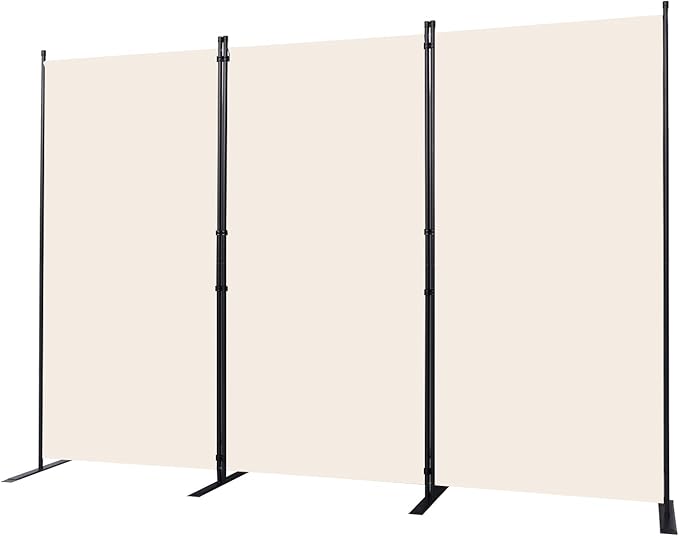 CHOSENM Room Divider, 3 Panel Folding Privacy Screens with Wider Support Feet, 6 Ft Portable Room Partition for Room Separator, 102" W X 71" H, Beige