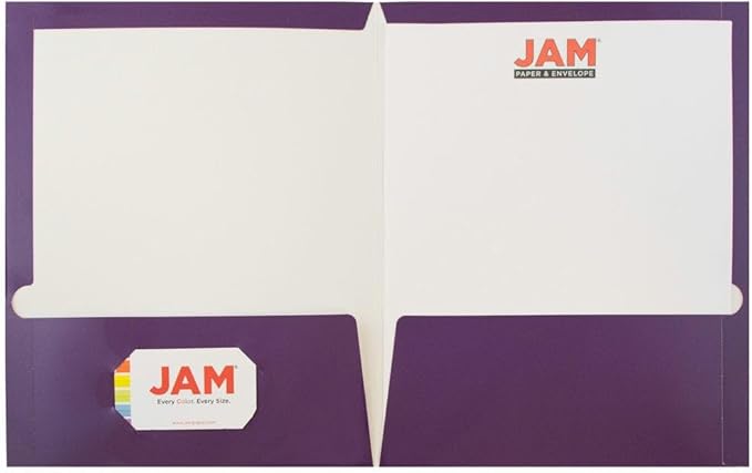 JAM PAPER Laminated Two Pocket Glossy Folders - Purple - 3/Pack