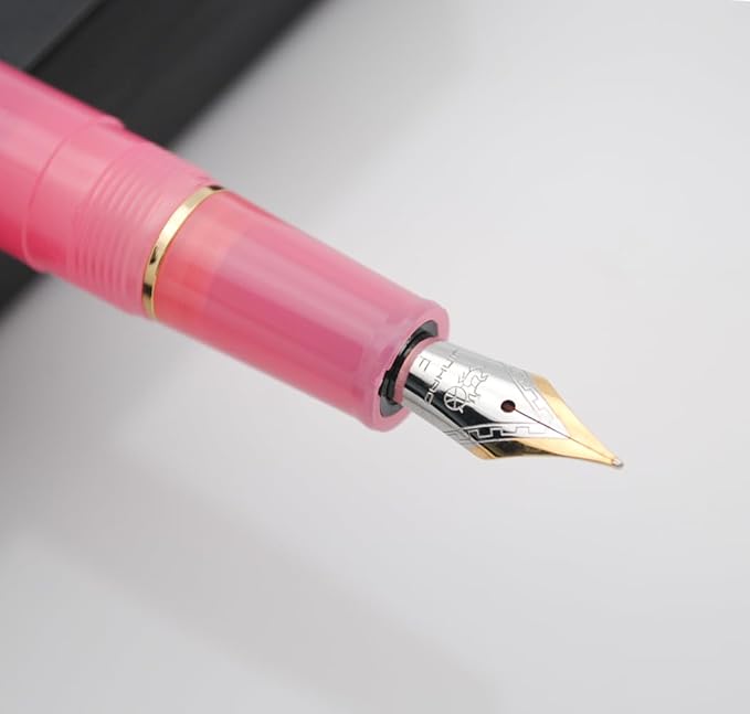 JINHAO 82 Fountain Pen (Transparent Rose Red,Fine Nib 0.5mm)