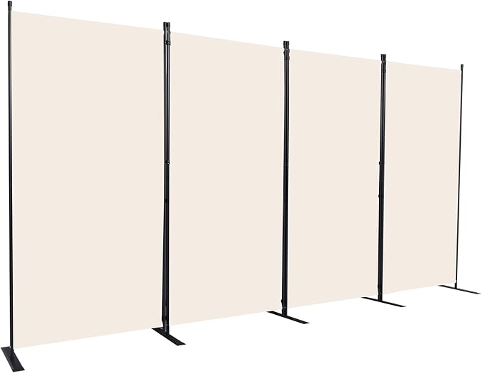 CHOSENM Room Divider, 4 Panel Folding Privacy Screens with Wider Support Feet, 6 Ft Portable Room Partition for Room Separator, 136" W X 71" H, Beige