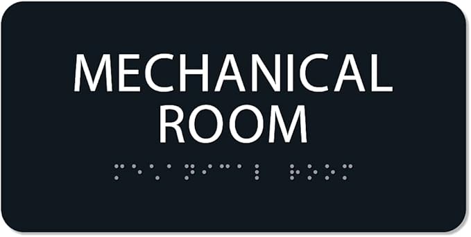 ALPHA DOG ADA SIGNS - Mechanical Room Sign with Braille for Your Business, 4x8 Inch, ADA Compliant, Indoor or Outdoor, Easy Installation, Made in the USA, Black