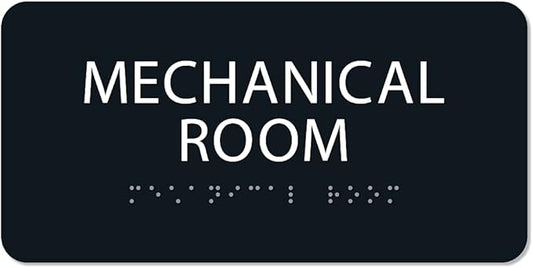 ALPHA DOG ADA SIGNS - Mechanical Room Sign with Braille for Your Business, 4x8 Inch, ADA Compliant, Indoor or Outdoor, Easy Installation, Made in the USA, Black