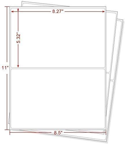 Round Corner Half Sheet Self Adhesive Shipping Labels for Laser and Ink Jet Printers, White Blank (1000 Sheets, 2000 Labels)