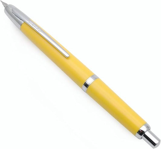 JINHAO 20 Press Fountain Pen, Retractable Capless Resin Pen with Ink Converter (F Nib 0.5mm, Lemon Yellow)