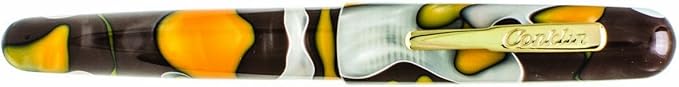 Conklin All American Fountain Pen in Yellowstone – Fine Nib, Unique Yellow, Brown & White Design – Ideal Gift for Professionals & Pen Enthusiasts