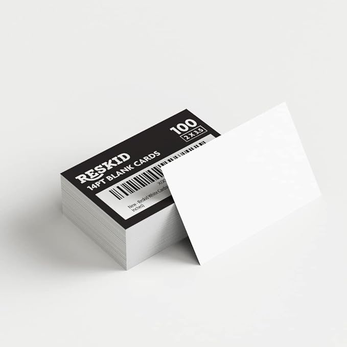 Reskid White Cardstock Thick Paper - Blank Heavy Weight 110 lb Cover Card Stock - 100 Pack (2.5x3.5, Inches)