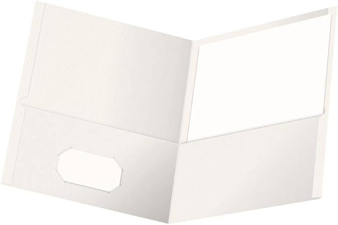 Oxford Twin-Pocket Folders, Textured Paper, Letter Size, White, Holds 100 Sheets, Box of 25 (57504EE)