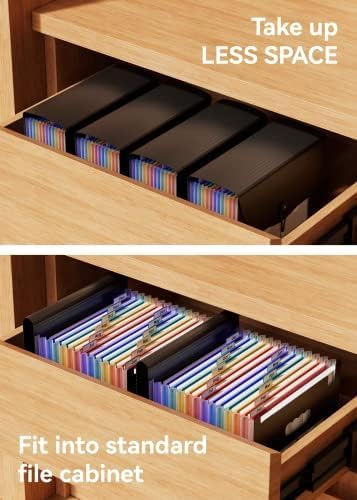 ABC life 12-Pocket Accordion File Organizer, Expandable File Folder with Colorful A-Z Tabs, Portable Bill & Receipt Organizer, Desktop Letter/A4 Document Storage for Home & Office-Black