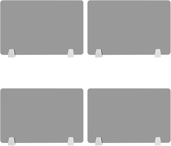 4 Pcs Desk Divider Privacy Panel, 23.6”L X15.8”W Frosted Acrylic Desk Privacy Panels with 8 Clamps for Offices Schools Call Centers (Grey)