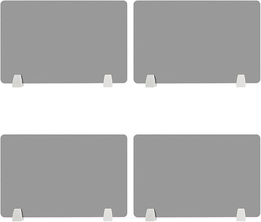 4 Pcs Desk Divider Privacy Panel, 23.6”L X15.8”W Frosted Acrylic Desk Privacy Panels with 8 Clamps for Offices Schools Call Centers (Grey)