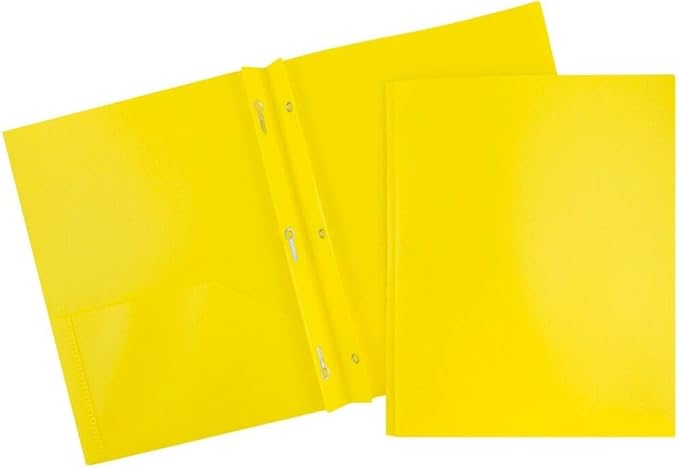 JAM PAPER Plastic 2 Pocket POP Folders - Durable School Folders with Metal Prongs Fastener Clasps - Assorted Primary Colors - Bulk 48 Folders/Box (8 Assorted Packs of 6)