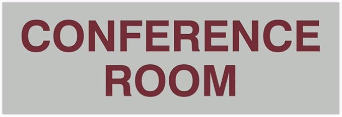 Signs ByLITA Basic Conference Room Sign (Light Grey/Burgundy) - Small