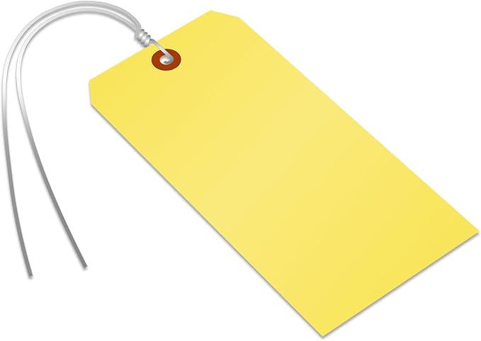 SmartSign (Pack of 1000) Yellow Plastic Tags with Wires, 6.25 x 3.125 inch, Metal Eyelet, 10 mil Tear-Proof Polylith Plastic, Writable