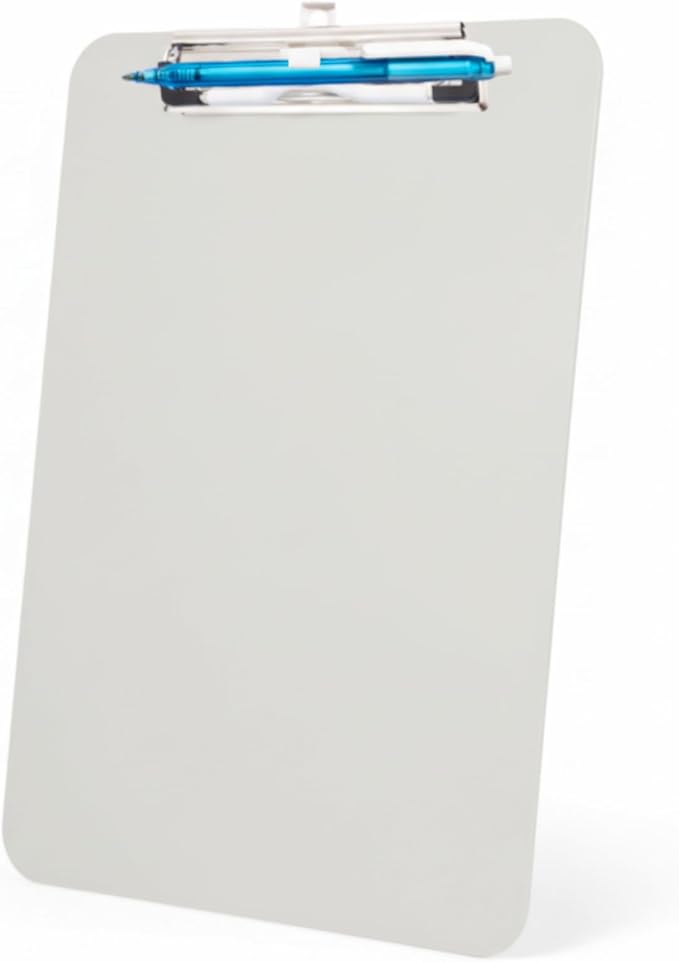 TFDLCG zm Plastic Clipboard with Pen Holder,Standard A4 Size,Nursing Clip Boards 8.5x11 Heavy Duty,Low Profile Clipboards for Women Kids Teacher,School Office and Home,Light Gray