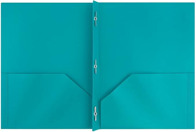 JAM PAPER Plastic Color POP Folders - 2 Pocket Durable Folders with Metal Prongs Fastener Clasps - Assorted Fashion Colors - 6/Pack