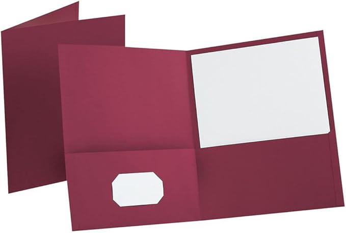Oxford Twin-Pocket Folders, Textured Paper, Letter Size, Burgundy, Holds 100 Sheets, Box of 25 (57557)