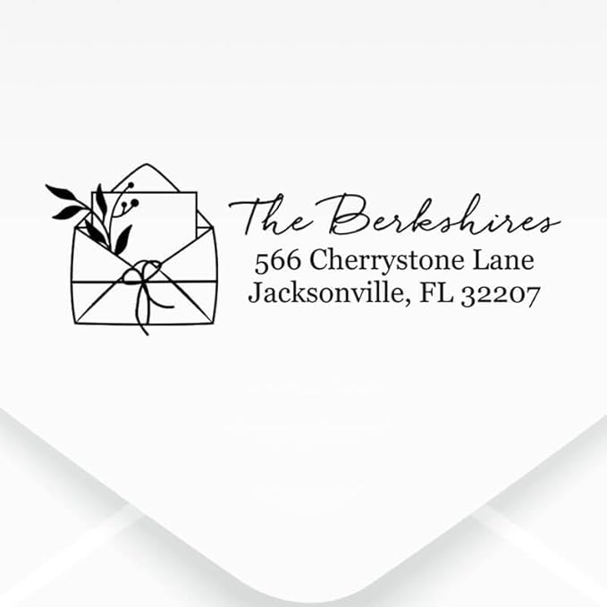Custom Floral Address Stamp | Choose from 12 Designs | Multiple Ink Color Options | Envelope Return Address Stamp for Couple or Family (Design 4, Extra Large)