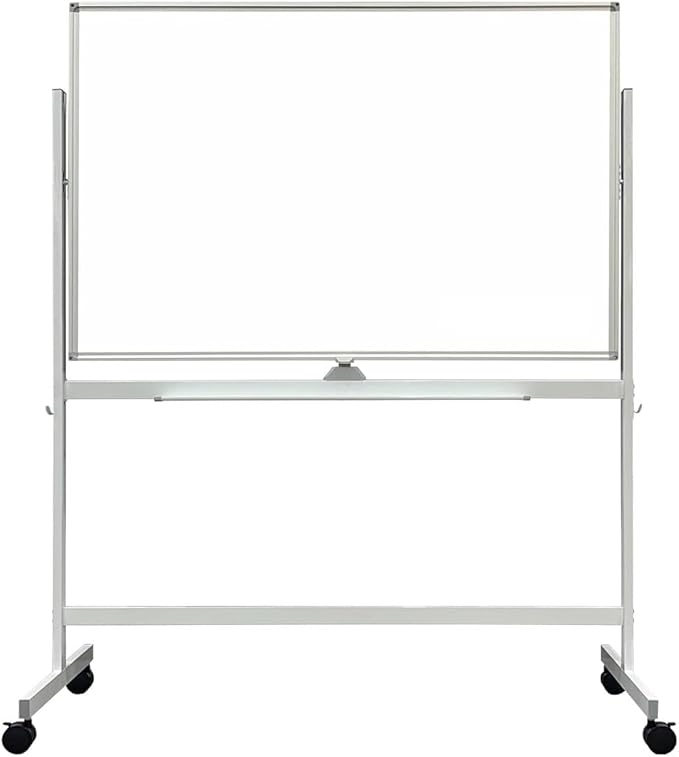 Adjustable Magnetic Mobile Dry Erase Board -48 x 32 Inches Whiteboard Stand with Easel, Lockable Rolling Stand - Double-Sided 80 ×120CM White