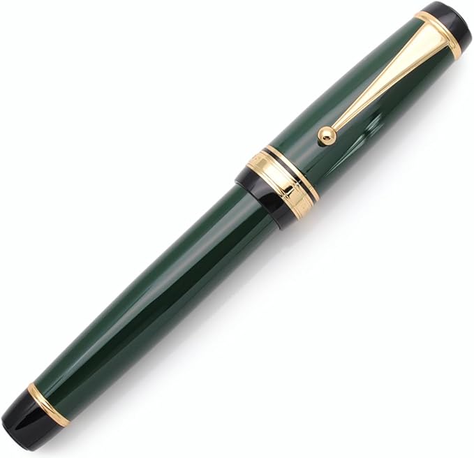 xixixiaozhu Metal Big Fountain Pen Set Medium Nib 0.7mm, Includes Ink Refill Converter, 5 Ink Cartridges & Gift Box (Medium Nib 0.7mm, Green)