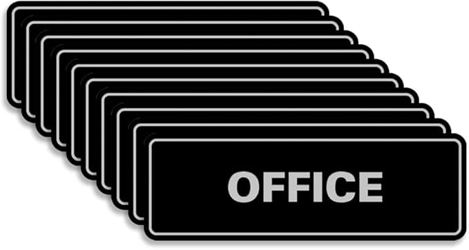 Signs ByLITA Standard Office Sign - Professional Business Signage - Easy to Install (Black/Silver) - Large 10 Pack