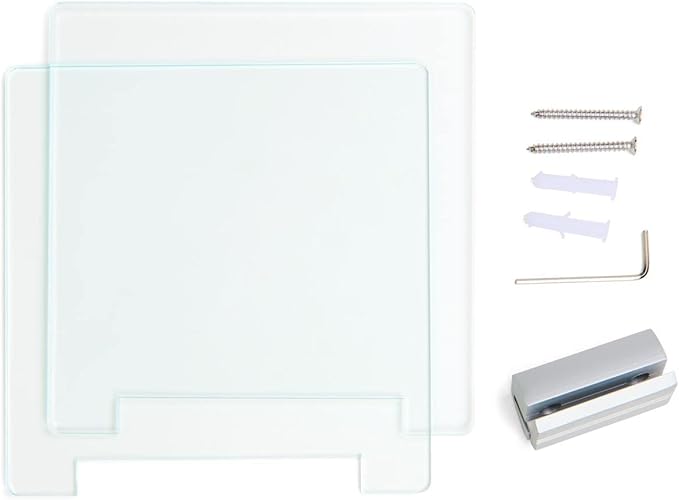 Set of Two - 6 x 6 Inch Acrylic Office Signs with 4 Inch Aluminum Support for Wall Mount, Do-it-Yourself Directional Sign Holders Include Printable Film Sheets for Custom Presentations