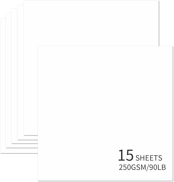 15 Sheets White Cardstock 12"x12",250gsm/90lb Heavyweight Cardstock Paper, Thick and Smooth Card Stock Perfect for Card Making, Scrapbooking and Crafts