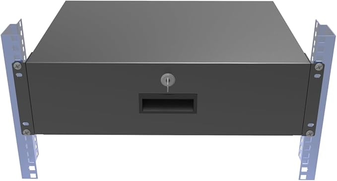 QiaoYoubang 3U Server Cabinet Case 19 Inch Rack Mount Lockable Drawer with Key, 12.6 Inch Depth (3U)